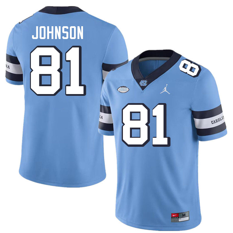 #81 Aziah Johnson North Carolina Tar Heels College Football Jersey Stitched-Retro Blue